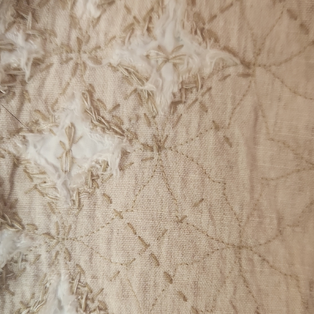 Prada Style Italian Jacket Cotton Neutral Short Quilted Embroidered No Tags - Picture 6 of 16